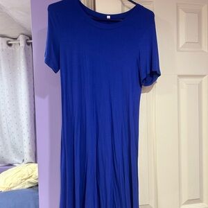 Blue Knee-length T-Shirt Dress